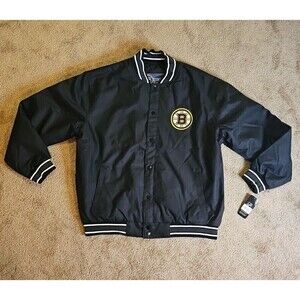 Women's Boston Bruins JH Design Black Poly Twill Front Hit Full Snap Jacket XL